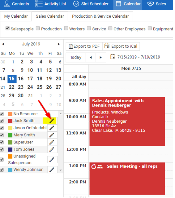 Calendar Colors MarketSharp